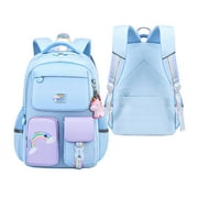 Kepooman Kids Backpack, Elementary School Bookbags for Children with Unicorn Prints, Suitable for Grades 3-6, Blue