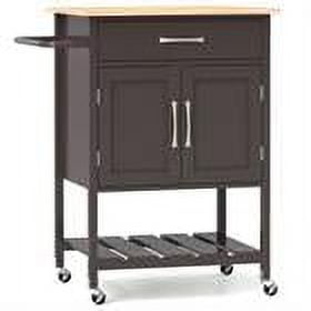 Kepooman Kitchen Islands Carts,Rolling Kitchen Island Cart with Drawer and Towel Rack-Brown