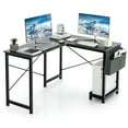 thumbnail image 1 of Kepooman L Shaped Computer Desk, Corner Desk, Study Writing Table Workstation,Modern Reversible Computer Desk with Storage Pocket and CPU Stand for Working Writing Gaming-Dark Gray, 1 of 10