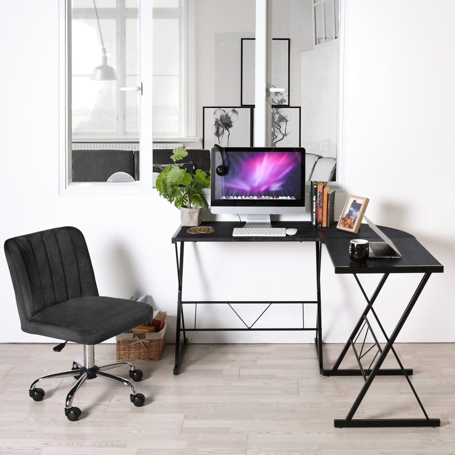 Kepooman L Shaped Gaming Desk, Home Corner Office Desk, Writing Studying Computer Table PC Workstation for Home Office Bedroom, Black Kepooman L Shaped Gaming Desk, Home Corner Office Desk, Writing Studying Computer Table PC Workstation for Home Office Bedroom, Black