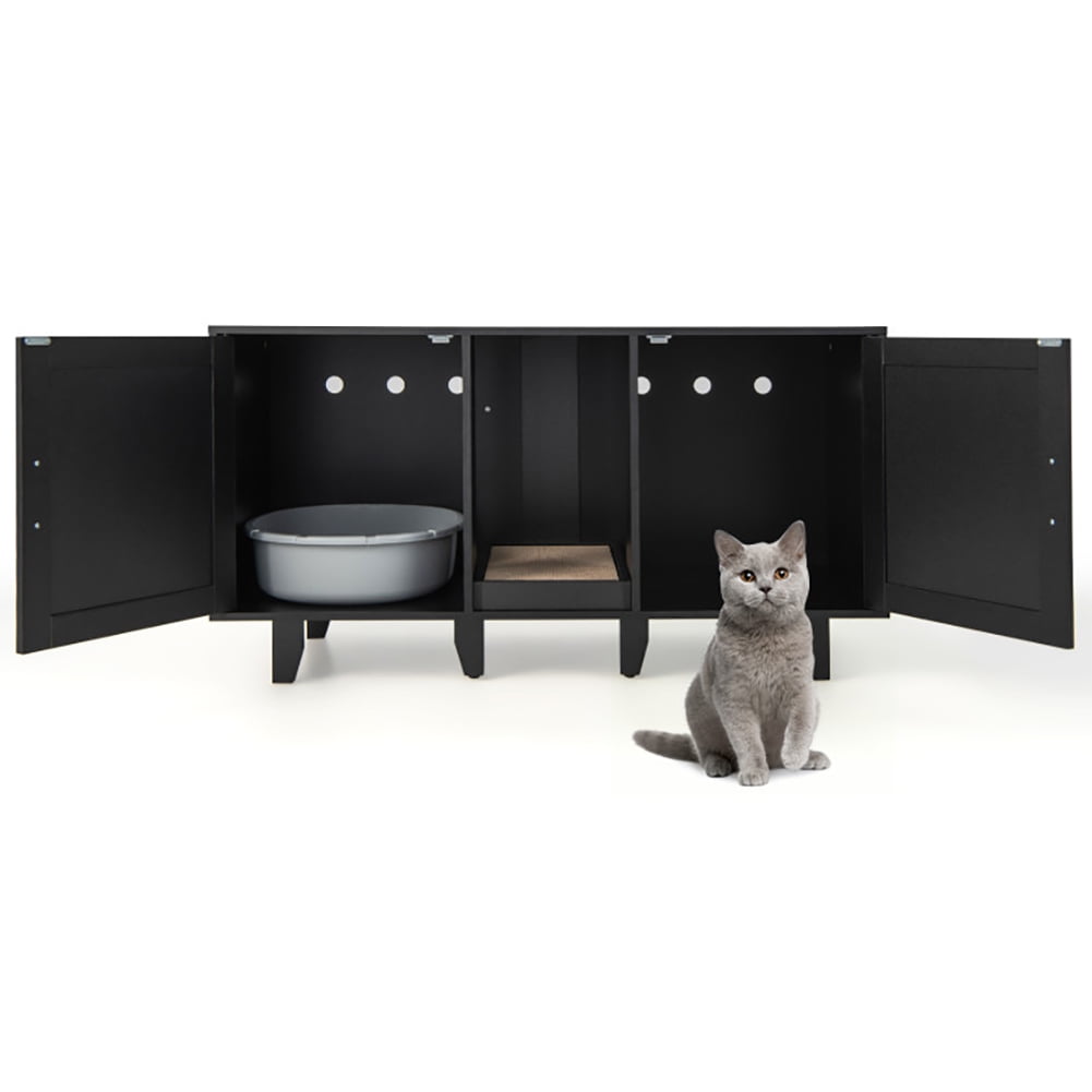 Image showcasing Kepooman Litter Box Enclosure, Cat Litter House, Enclosed Cat Litter ...