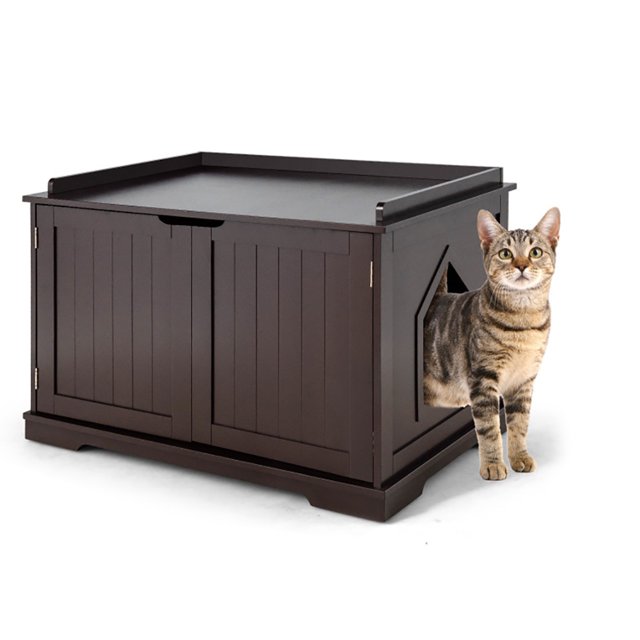Kepooman Litter Box Enclosure, Cat Litter House, Enclosed Cat Litter