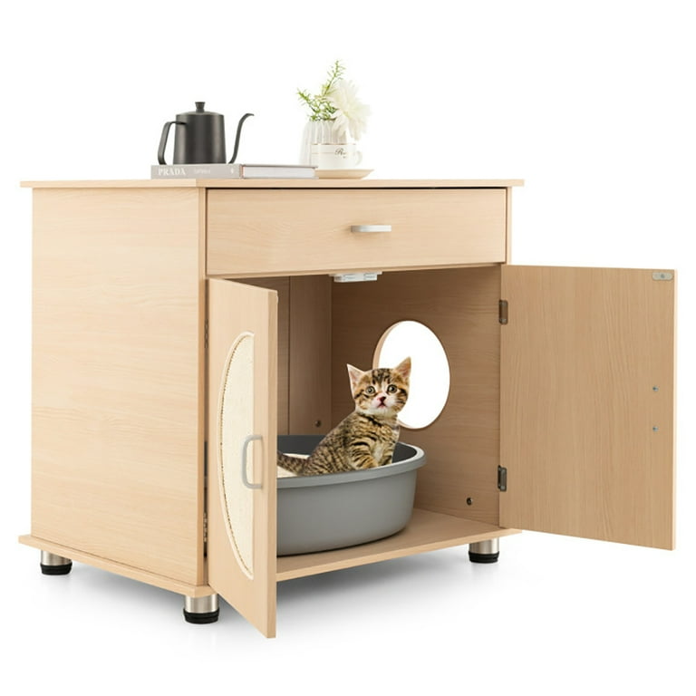 Kepooman Litter Box Enclosure, Cat Litter House, Enclosed Cat 