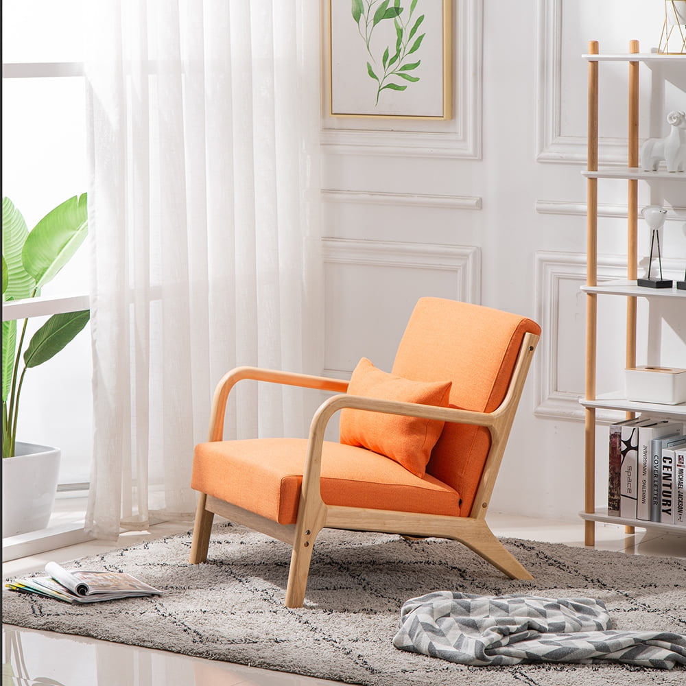 Kepooman Medieval-Style Leisure Armchair, Modern Fabric Lounge Chairs for Living Room Bedroom, Orange Kepooman Medieval-Style Leisure Armchair, Modern Fabric Lounge Chairs for Living Room Bedroom, Orange
