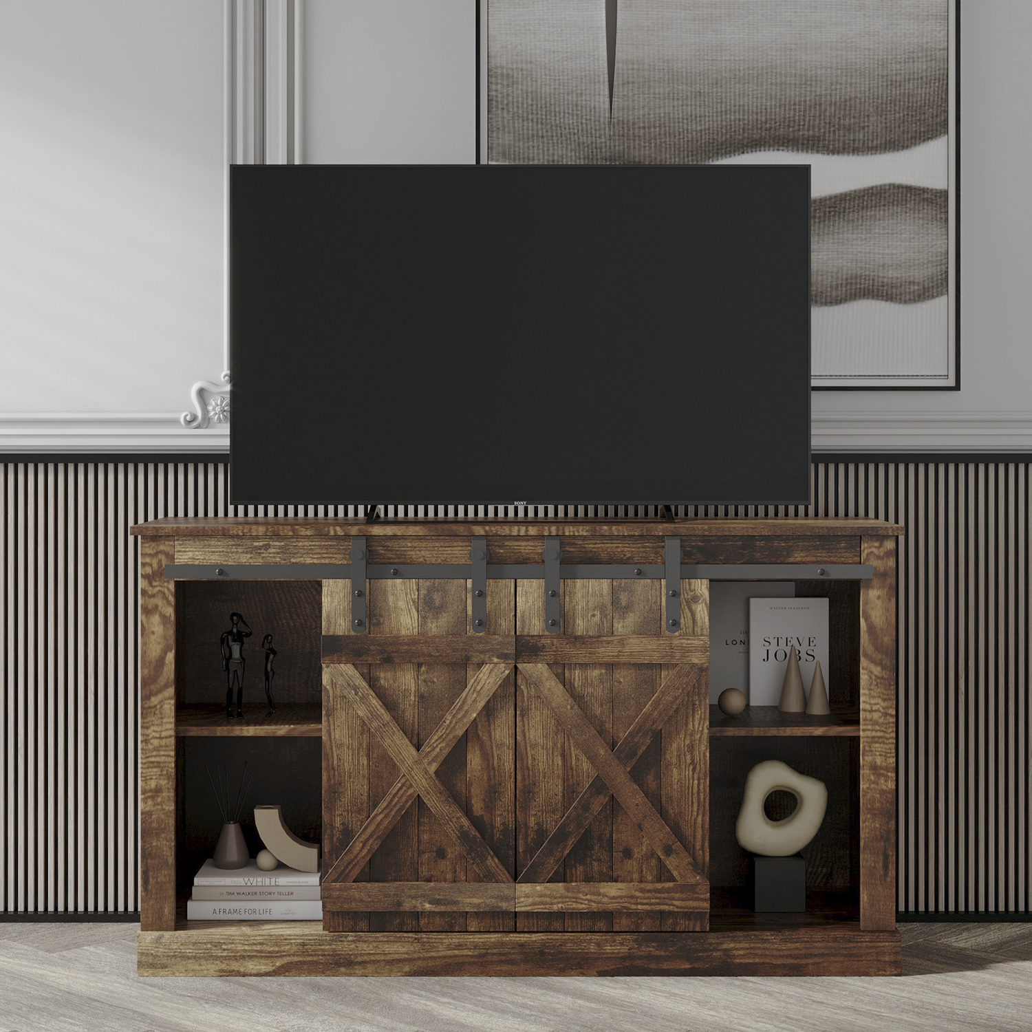 Kepooman Modern TV Stands for 58 Inch TV for Living Room, 58" Entertainment Center for TVs for Home, Mid-Century TV Stand for Bedroom, Oak-A Kepooman Modern TV Stands for 58 Inch TV for Living Room, 58" Entertainment Center for TVs for Home, Mid-Century TV Stand for Bedroom, Oak-A