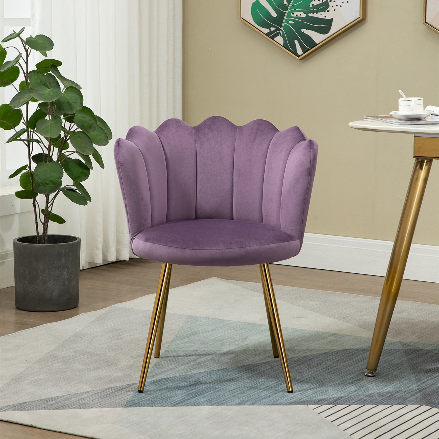 Kepooman Modern Accent Arm Chairs, Mid-Century Upholstered Side Seat with Solid Metal Legs, Purple Kepooman Modern Accent Arm Chairs, Mid-Century Upholstered Side Seat with Solid Metal Legs, Purple