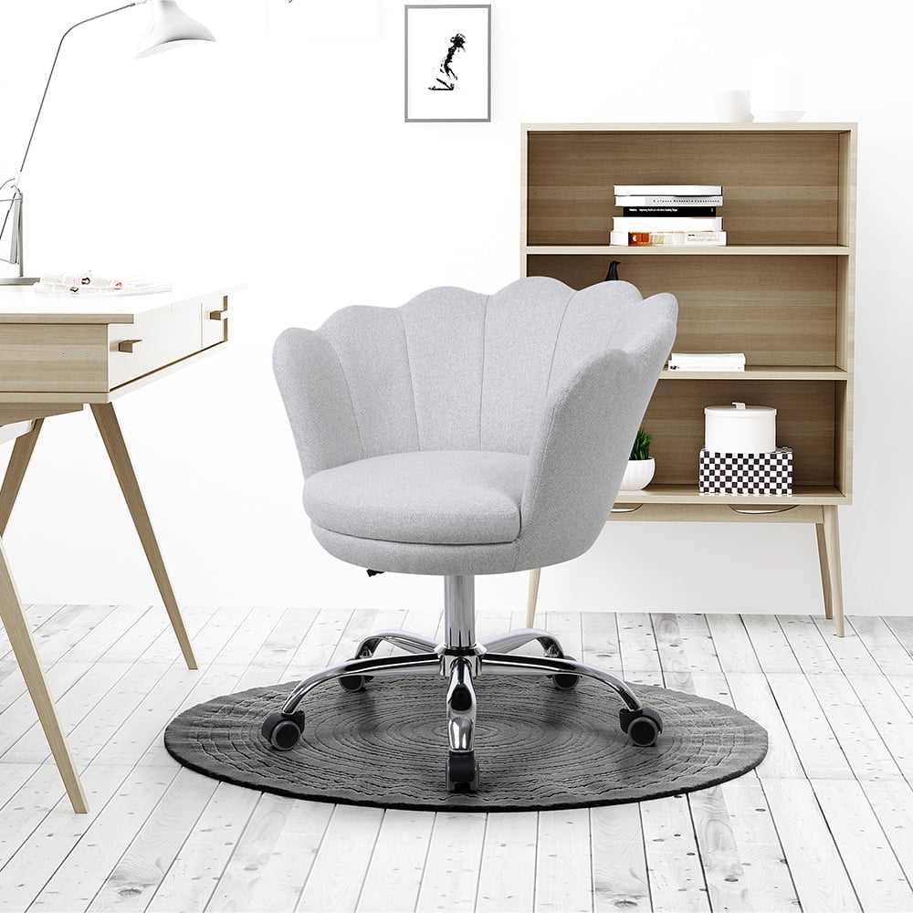 Kepooman Modern Adjustable Swivel Shell Chair with Wheels & Arm for Home Office, White Kepooman Modern Adjustable Swivel Shell Chair with Wheels & Arm for Home Office, White