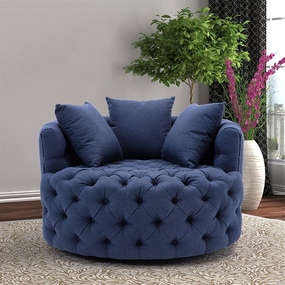 Kepooman Modern Akili Swivel Accent Chair for Hotel Living Room, Leisure Upholstered Half-Moon Metal Shaped Base Shell Chairs, Blue Kepooman Modern Akili Swivel Accent Chair for Hotel Living Room, Leisure Upholstered Half-Moon Metal Shaped Base Shell Chairs, Blue