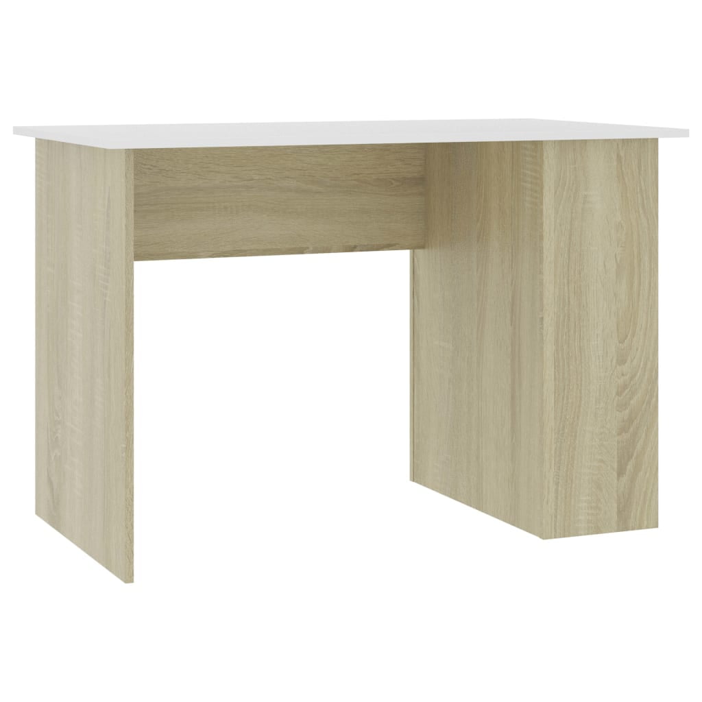 Kepooman Modern Computer Desk, Small Study Writing Desk with Two Storage Shelves, Wood Color and White Kepooman Modern Computer Desk, Small Study Writing Desk with Two Storage Shelves, Wood Color and White