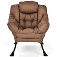 thumbnail image 1 of Kepooman Modern Fabric Large Lazy Chair, Accent Oversized Comfy Reading Chair, Thick Padded Cozy Lounge Chair with Armrest, Steel Frame Leisure Sofa Chair for Living Room, Bedroom, Dorm, Brown, 1 of 7