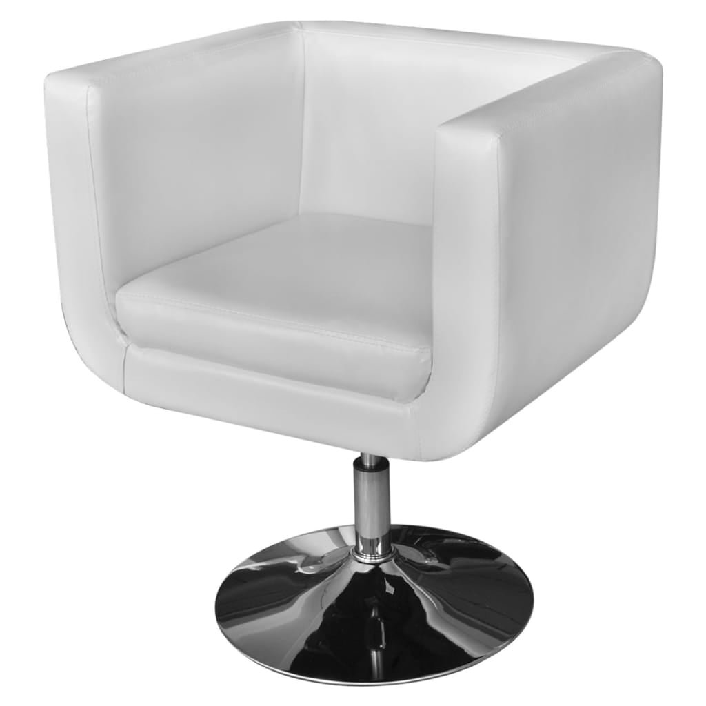 Kepooman Modern Faux Leather Armchair with Chrome Base for Bedroom Living Room, White