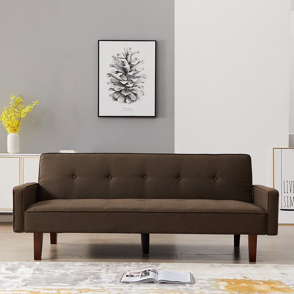 Kepooman Modern Futon Sofa Convertible Sofa Bed, 3-Seat Multi-function Sofa Couch, Brown Kepooman Modern Futon Sofa Convertible Sofa Bed, 3-Seat Multi-function Sofa Couch, Brown