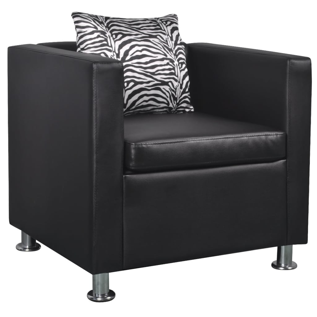 Kepooman Modern Leather Armchair with Metal Feet for Living Room, Black Kepooman Modern Leather Armchair with Metal Feet for Living Room, Black
