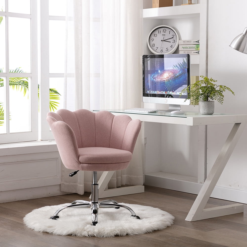 Kepooman Modern Office Chairs, Chic Leisure Swivel Shell Chairs for Living Room/Bedroom/Office, Desk Chair with Wheels and Arm, Nude Pink Kepooman Modern Office Chairs, Chic Leisure Swivel Shell Chairs for Living Room/Bedroom/Office, Desk Chair with Wheels and Arm, Nude Pink