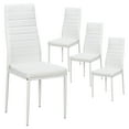 thumbnail image 1 of Kepooman Modern PU Dining Chairs Set of 4, Texture High Backrest Dining Chairs, kitchen Side Chairs for Kitchen Living Room Bedroom, White, 1 of 13