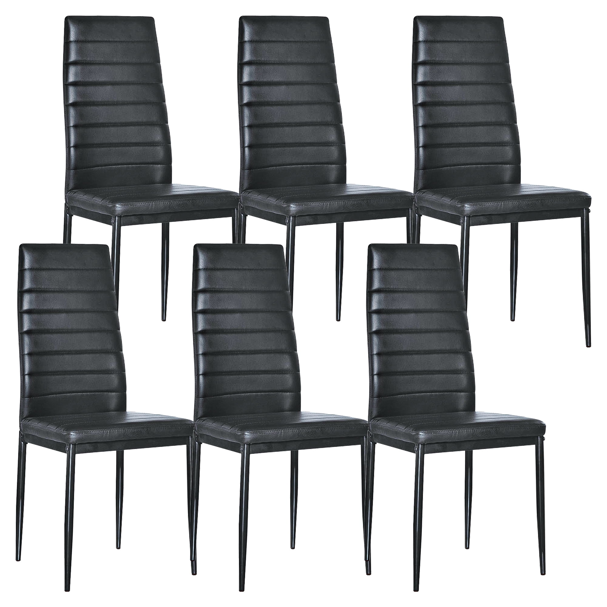 Kepooman Modern PU Dining Chairs Set of 6, Texture High Backrest Dining Chairs, kitchen Side Chairs for Kitchen Living Room Bedroom, Black Kepooman Modern PU Dining Chairs Set of 6, Texture High Backrest Dining Chairs, kitchen Side Chairs for Kitchen Living Room Bedroom, Black