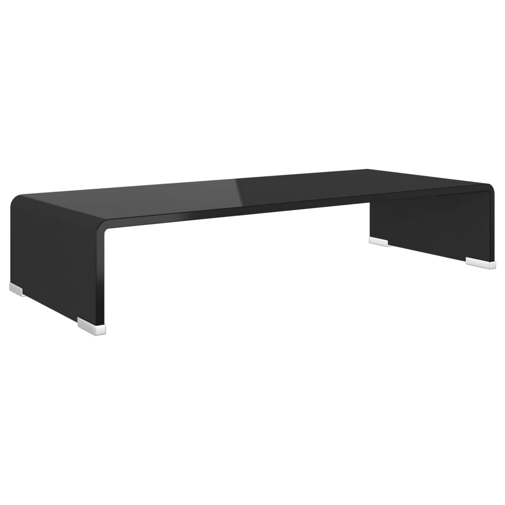 Kepooman Modern Rectangle Glass Computer LCD Desktop Shelf for Bedroom, 23.6" x 9.8" x 4.3", Black Kepooman Modern Rectangle Glass Computer LCD Desktop Shelf for Bedroom, 23.6" x 9.8" x 4.3", Black
