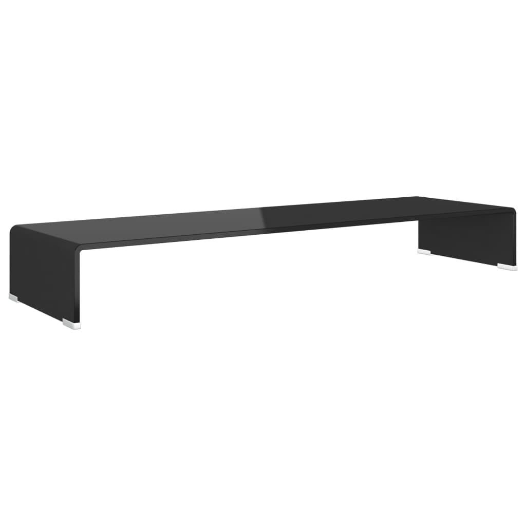 Kepooman Modern Rectangle Glass Computer LCD Desktop Shelf for Bedroom, 39.4" x 11.8" x 5.1", Black Kepooman Modern Rectangle Glass Computer LCD Desktop Shelf for Bedroom, 39.4" x 11.8" x 5.1", Black