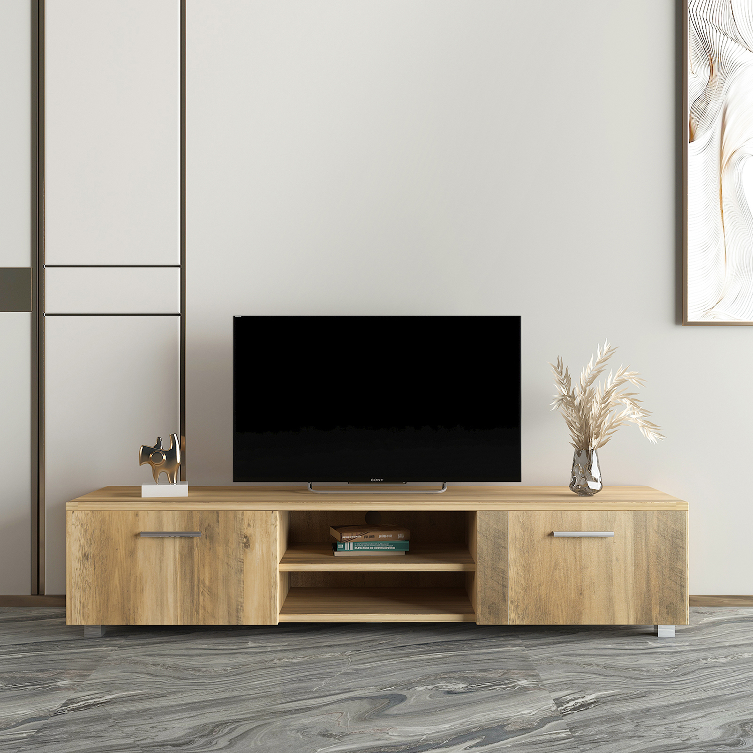 Kepooman Modern TV Stand for Bedroom, 67" Entertainment Center for TVs for Dining Room, Mid-Century TV Console for Living Room, Oak-B Kepooman Modern TV Stand for Bedroom, 67" Entertainment Center for TVs for Dining Room, Mid-Century TV Console for Living Room, Oak-B