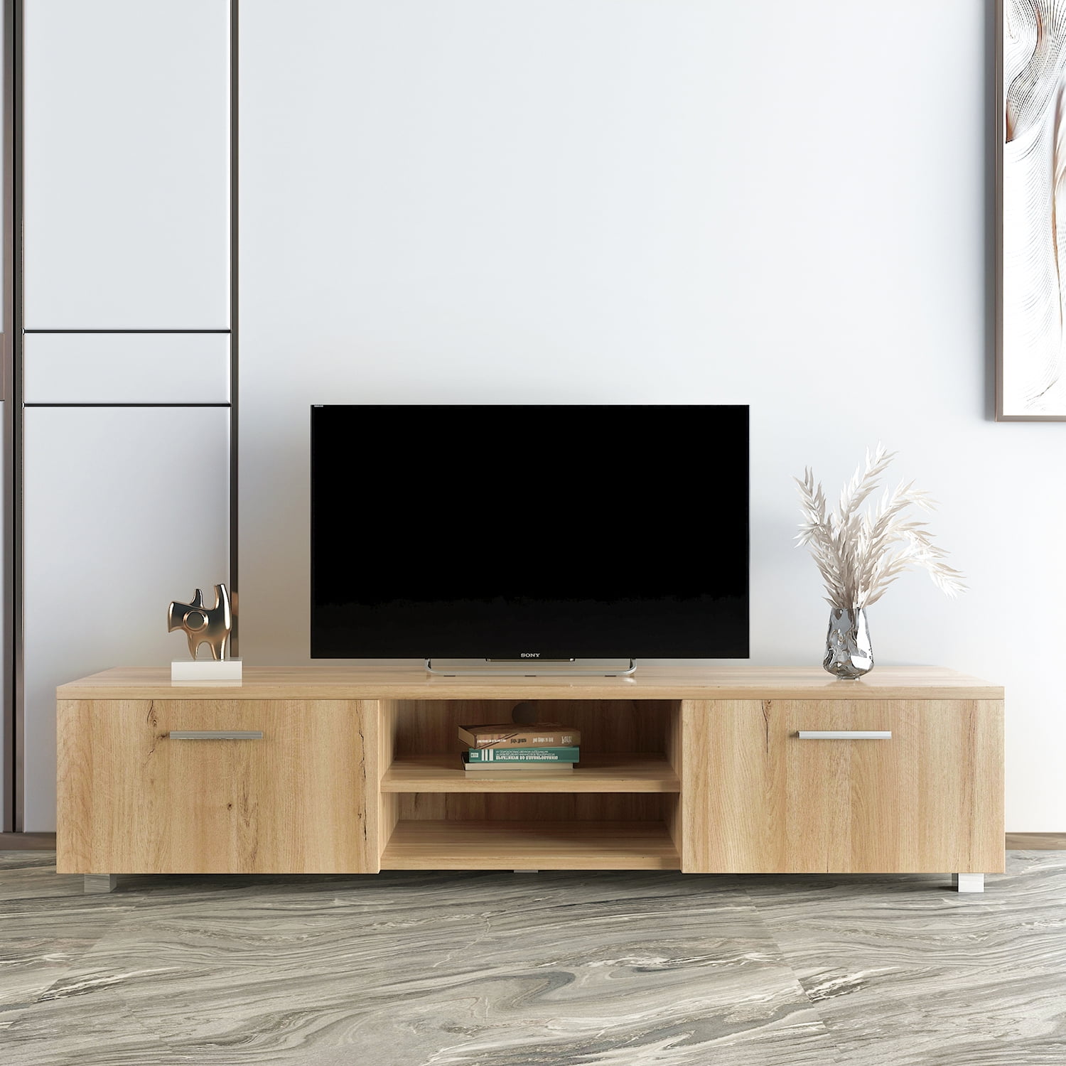 Kepooman Modern TV Stand for Bedroom, Mid-Century TV Console for Living Room, 67" Entertainment Center for TVs for Dining Room, Oak-C Kepooman Modern TV Stand for Bedroom, Mid-Century TV Console for Living Room, 67" Entertainment Center for TVs for Dining Room, Oak-C
