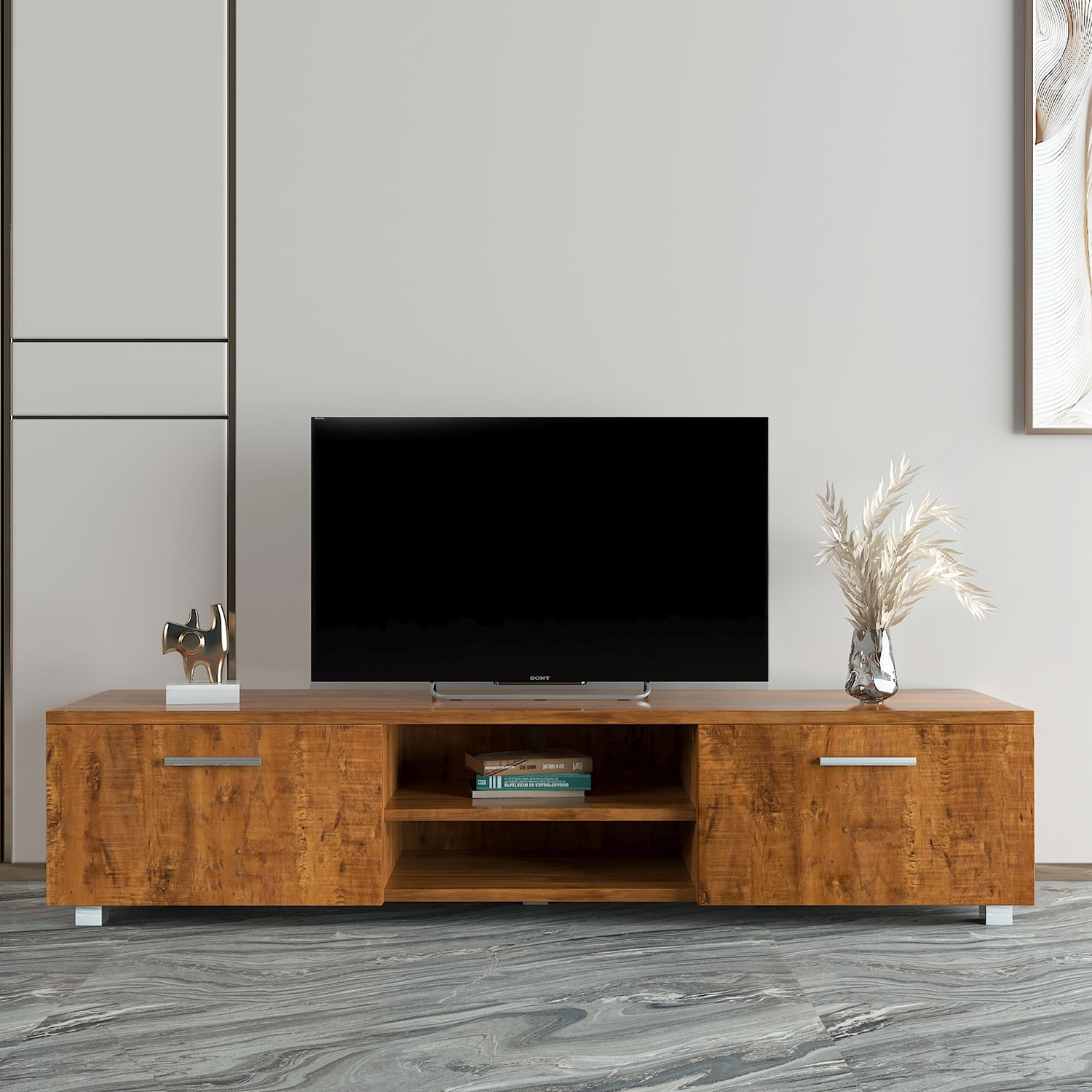 Kepooman Modern TV Stand for Bedroom, Mid-Century TV Console for Living Room, 67" Entertainment Center for TVs for Dining Room, Walnut-A Kepooman Modern TV Stand for Bedroom, Mid-Century TV Console for Living Room, 67" Entertainment Center for TVs for Dining Room, Walnut-A