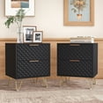 thumbnail image 1 of Kepooman Nightstand, Set of 2 Nightstand Side Table End Table, Wood Bedside Tables with 2 Drawers for Bedroom, Black, 1 of 16