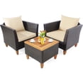 thumbnail image 1 of Kepooman Outdoor Bistro Set, Outdoor Conversation Sets,3 Pieces Patio Rattan Bistro Furniture Set with Wooden Table Top-Beige, 1 of 8