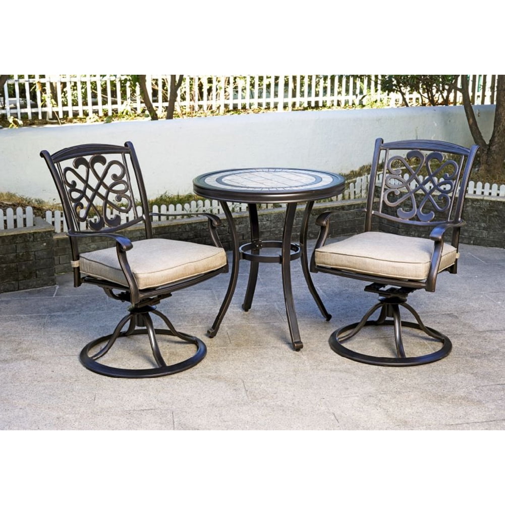 Kepooman Outdoor Garden Patio Contemporary Bistro Set, Set of 3, Black Gold Kepooman Outdoor Garden Patio Contemporary Bistro Set, Set of 3, Black Gold