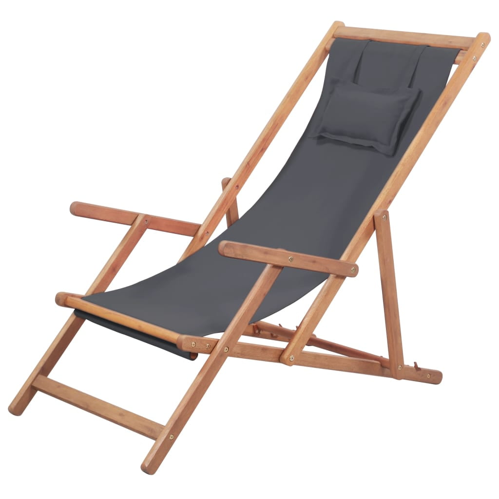 Kepooman Outdoor Patio Fabric & Wooden Frame Folding Chair for Garden Beach, Grey Kepooman Outdoor Patio Fabric & Wooden Frame Folding Chair for Garden Beach, Grey