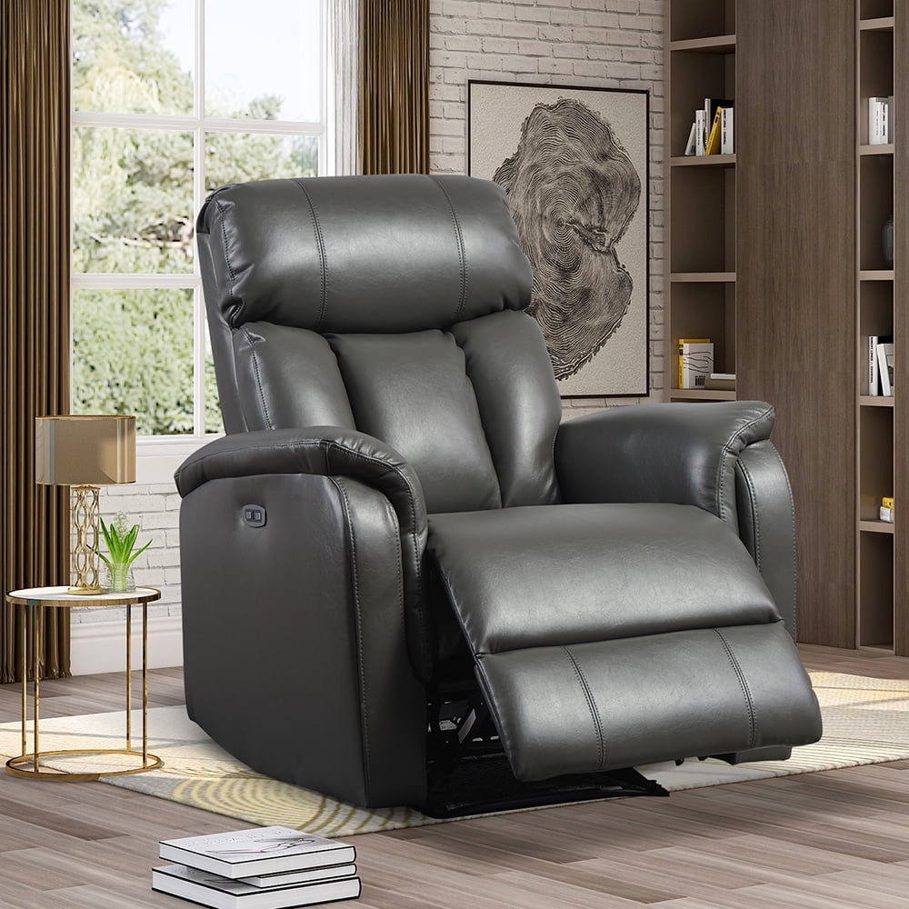Kepooman PU Leather Power Motion Recliner with USB Charge Port for Living Room, Taupe Kepooman PU Leather Power Motion Recliner with USB Charge Port for Living Room, Taupe