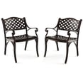 thumbnail image 1 of Kepooman Patio Furniture Set, Cast Aluminum Patio Chairs Set of 2 Dining Chairs with Armrests Diamond Pattern-Bronze, Patio Bistro Set, All-Weather Wicker Conversation Set, 1 of 6