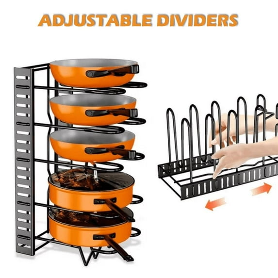 Kepooman Pot Organizer Rack 8 Tiers Pots and Pans Organizer, Pot Lid Organizer for Kitchen Cabinet Cookware Organizers and Storage,Upgraded