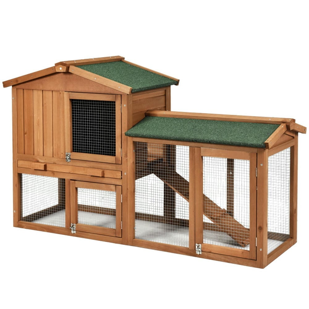 Kepooman Rabbit Hutch, Weatherproof Pet Bunny Cage,58 Inch Weatherproof ...