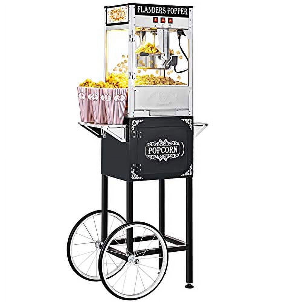 Kepooman Retro Single Door Popcorn Machine Full Machine with Cart (Black) Kepooman Retro Single Door Popcorn Machine Full Machine with Cart (Black)