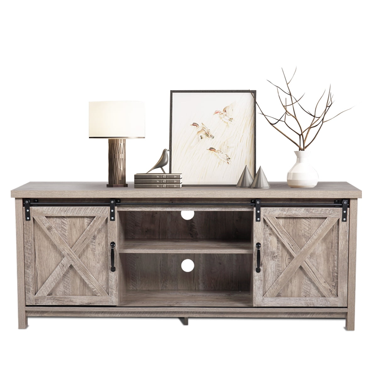 Kepooman Rustic TV Cabinet with Sliding Barn Door, Farmhouse Style TV Stand for Living Room Kepooman Rustic TV Cabinet with Sliding Barn Door, Farmhouse Style TV Stand for Living Room
