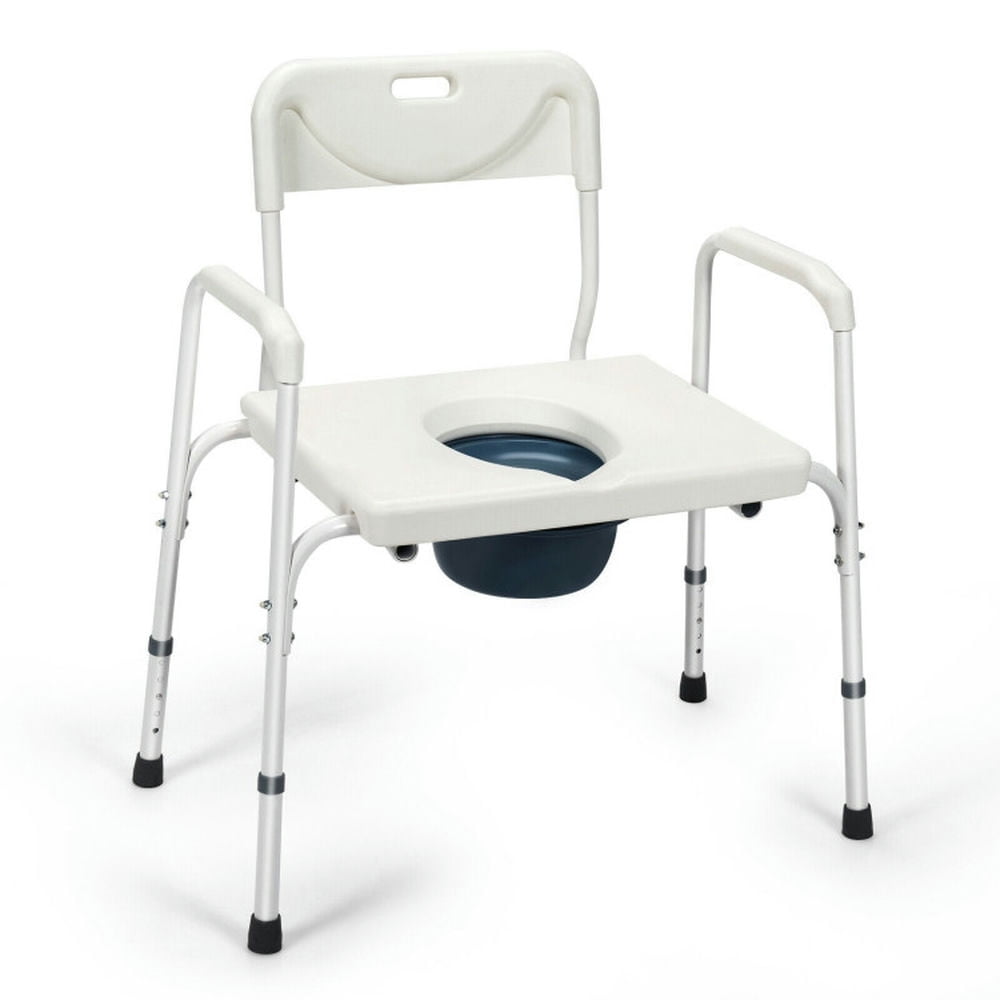Kepooman Shower Chair Seat, Shower Chair,3-in-1 Bedside Commode Portable Toilet with Adjustable Height