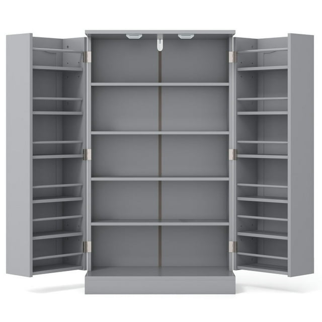 Kepooman Sideboard Cabinet Buffet Cabinet, 17-Tier Kitchen Pantry Cabinet with 2 Doors and 6 Adjustable Shelves-Gray