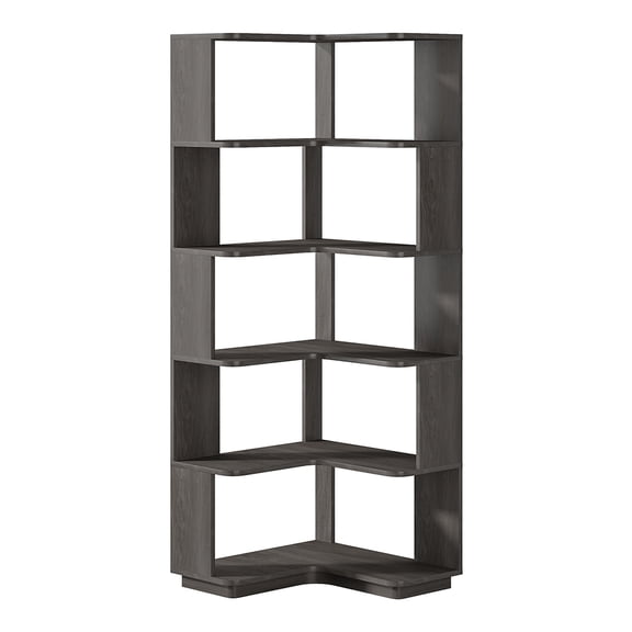 Kepooman Storage Corner Bookcase, Book Shelf with 6-Tier Shelves,Pantry Cabinet for Home Office School,Gray
