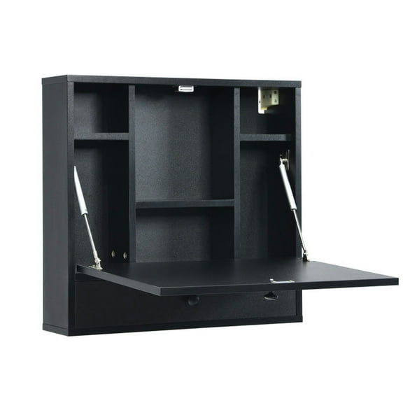 Kepooman Table Desk, Laptop Notebook Stand, Tabletop Desk,Wall-Mount Floating Desk Foldable Space Saving Laptop Workstation Black