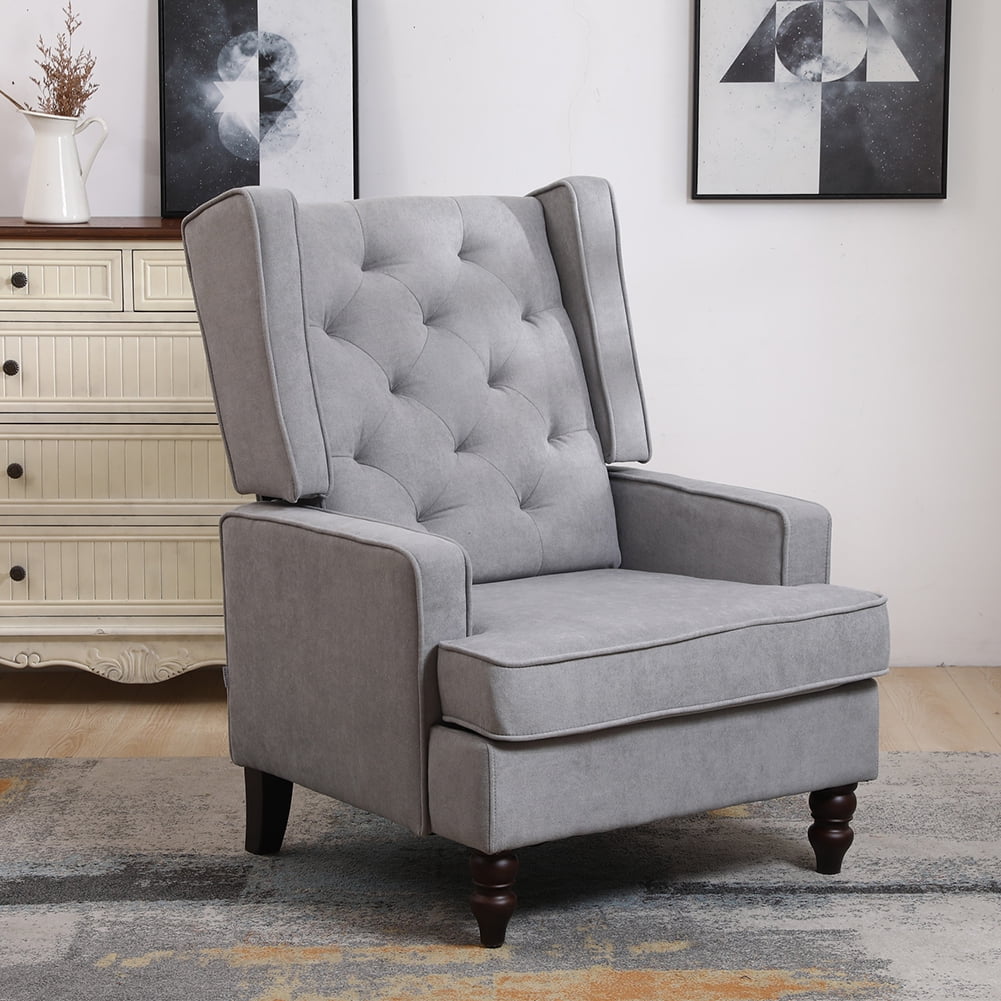 Kepooman Tufted Upholstered Wingback Accent Chair Rocker w/Wood Frame, Gray Kepooman Tufted Upholstered Wingback Accent Chair Rocker w/Wood Frame, Gray