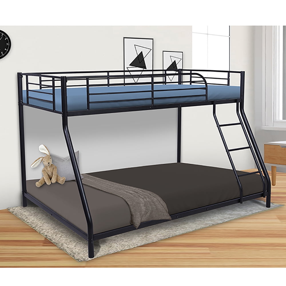 Kepooman Twin over Full Metal Bunk Bed with Ladder, Black Kepooman Twin over Full Metal Bunk Bed with Ladder, Black