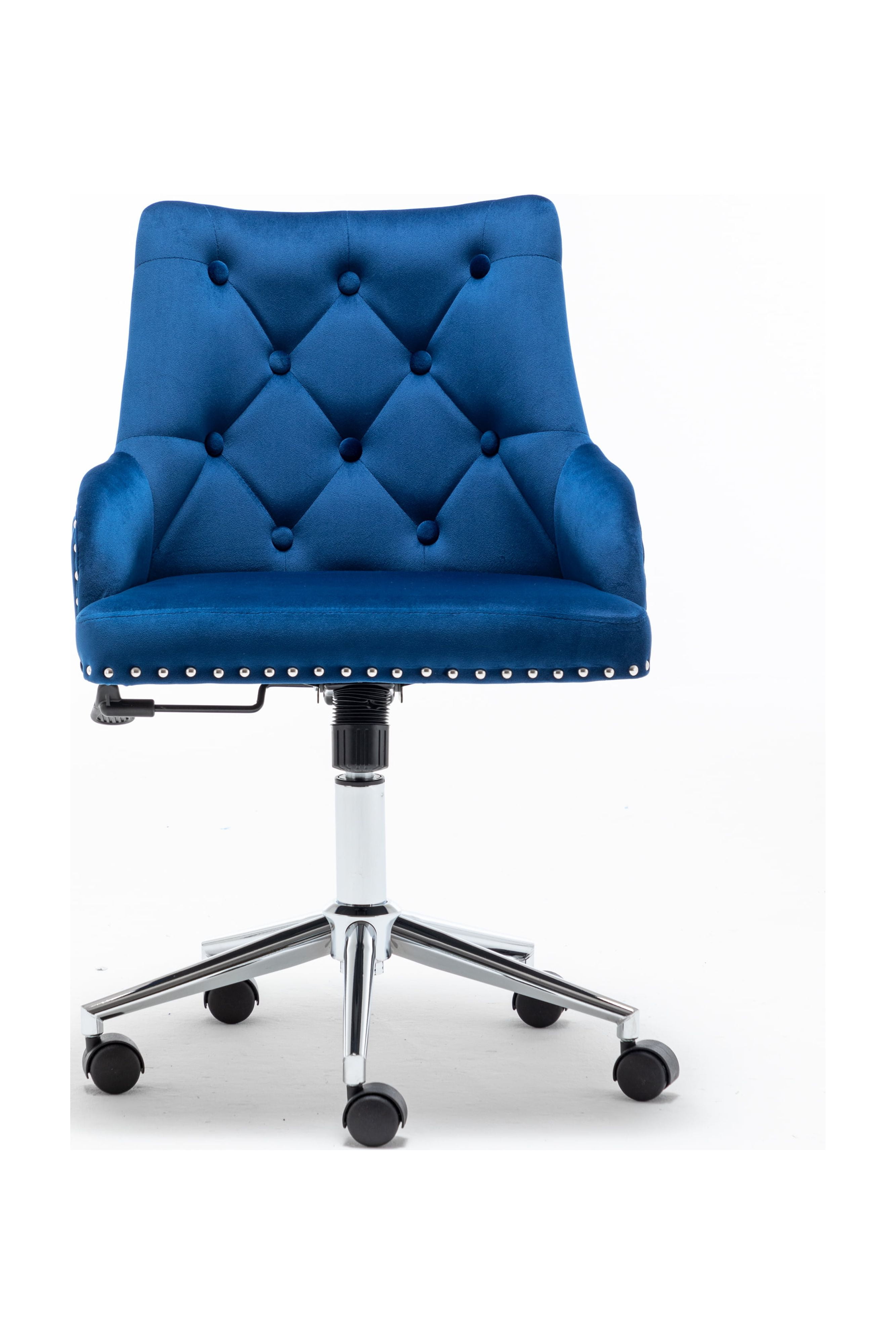 Kepooman Velvet Office Chair, Adjustable Rotatable Home Dressing Chair with Backrest and Wheels, Blue Kepooman Velvet Office Chair, Adjustable Rotatable Home Dressing Chair with Backrest and Wheels, Blue