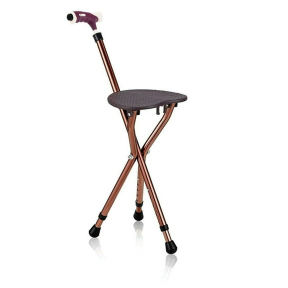 Kepooman Walker, Medical Walker, Lightweight Adjustable Folding Cane Seat with Light-Brown