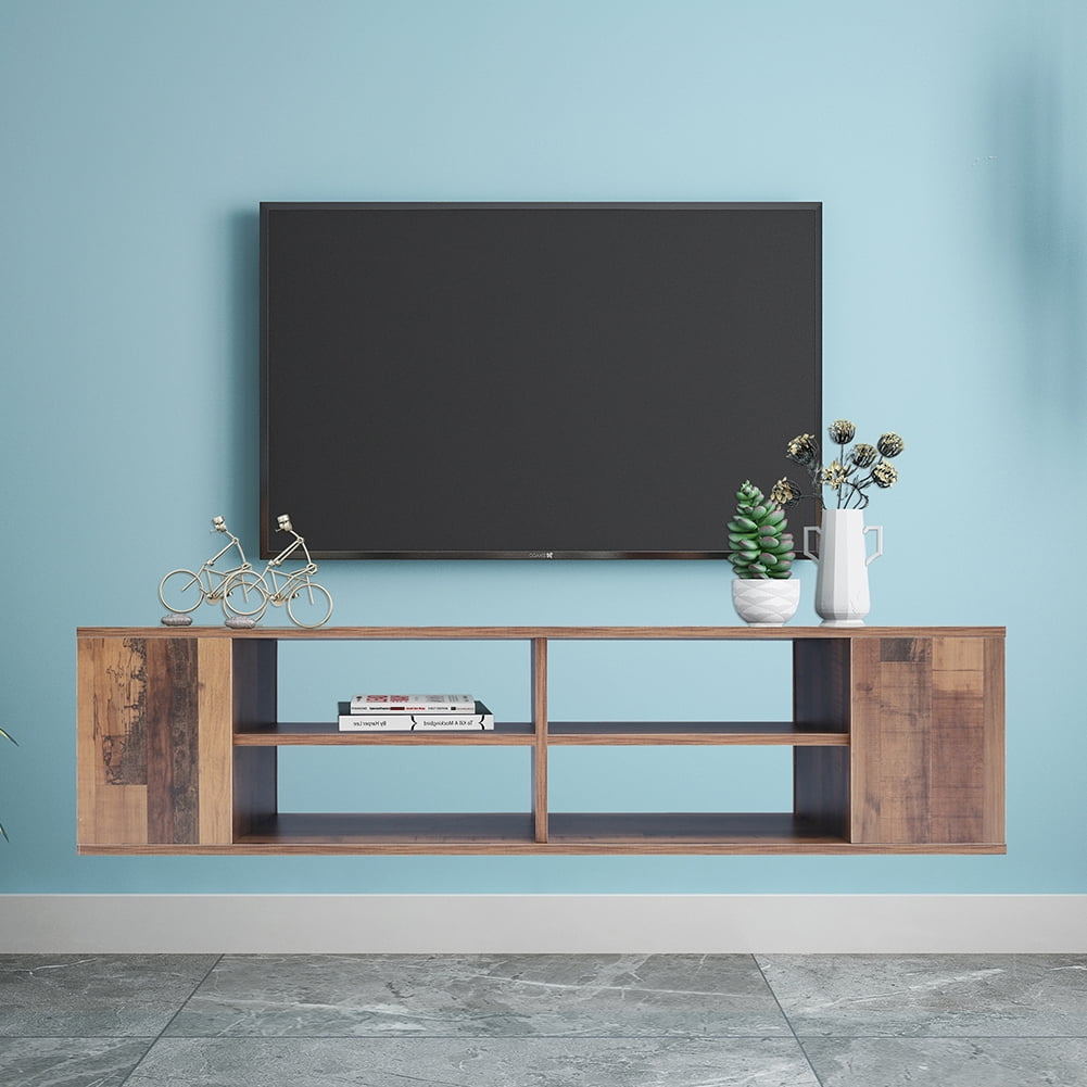Kepooman Wall Mounted Floating TV Stand with Height Adjustable for Living Room Home Office, Wood Color Kepooman Wall Mounted Floating TV Stand with Height Adjustable for Living Room Home Office, Wood Color