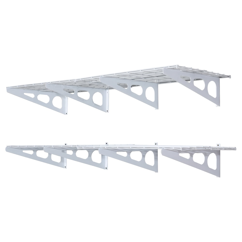 Kepooman Wall Mounted Heavy Duty Shelf Floating Garage Storage Rack, 24" x 72", White Kepooman Wall Mounted Heavy Duty Shelf Floating Garage Storage Rack, 24" x 72", White