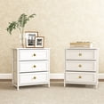 thumbnail image 1 of Kepooman White Nightstand with 3 Drawers, Night Stand for Bedroom, Small Dresser with Fabric Bins, Leather Finish, 1 of 9