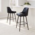 thumbnail image 1 of Keppel Swivel Barstool Black & Bronze Barstool, Modern Style, Plush and durable faux leather fabric, Plywood, Indoor Bar, 1 of 5