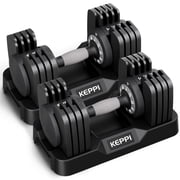 Keppi Adjustable Dumbbells Set 40LB Pair, 5-in-1 Quick Adjust Weight Set with Anti-Slip Handle, Space Saving Home Gym Strength Training Equipment