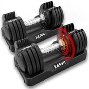 Keppi Fitness Adjustable Dumbbells Set 25LB Pair, 5-in-1 Quick Adjust Dumbbell with Anti-Slip Metal Handle, Space Saving Home Gym Weight Set for Full Body Workout
