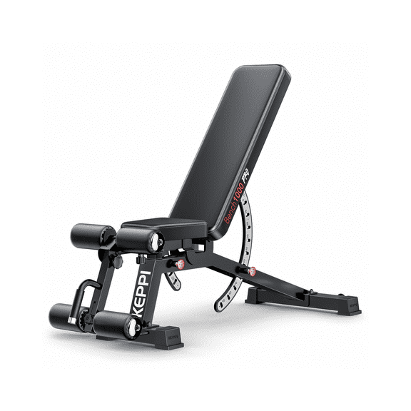 Keppi Fitness Foldable Adjustable Weight Bench, 1200 lb Capacity, Removable Foot Catch